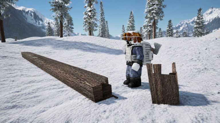 Survive 7 Days In Arctic Roblox official game screenshot — arctic survival with wood gathering